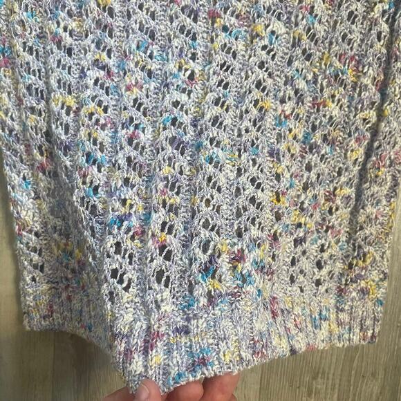 ST JOHN SPORT Multi-Season Blue Multi Open Knit Pullover Sweater PETITE - Picture 14 of 15